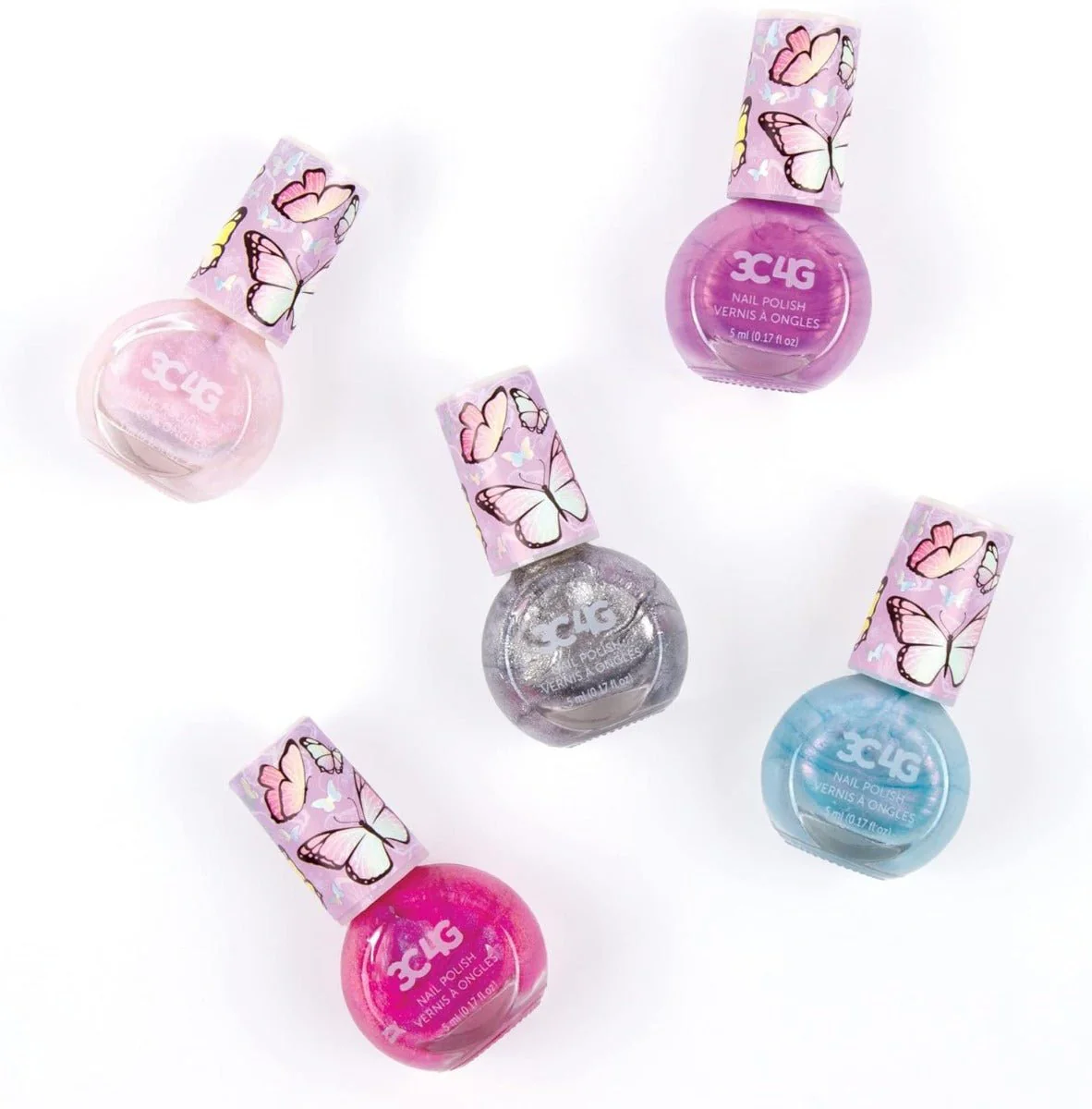 3C4G Butterfly Glitter Nail Polish Set 5-Pack 10051