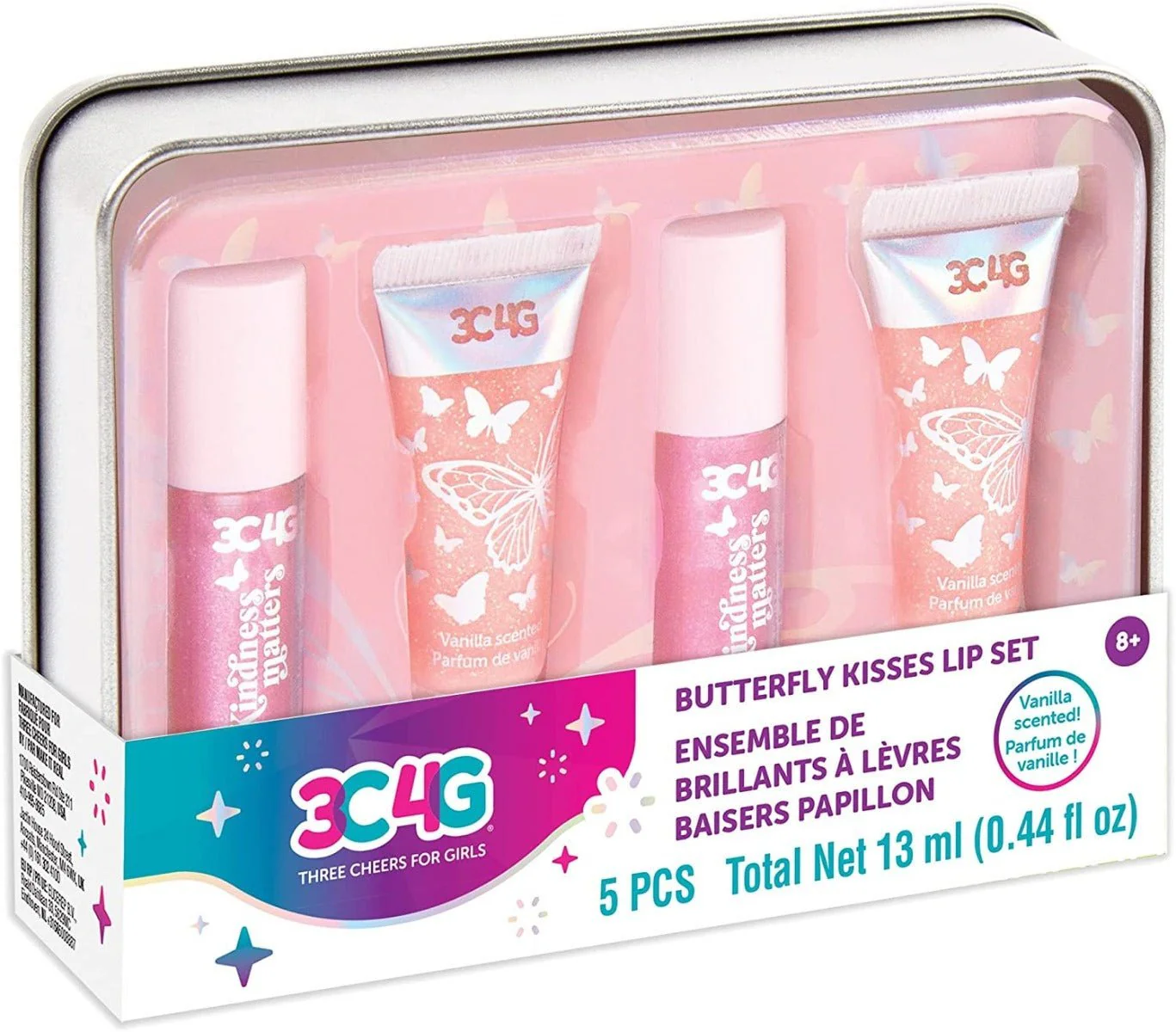 3C4G Butterfly Kisses Lip Gloss Set In Tin Case 10041