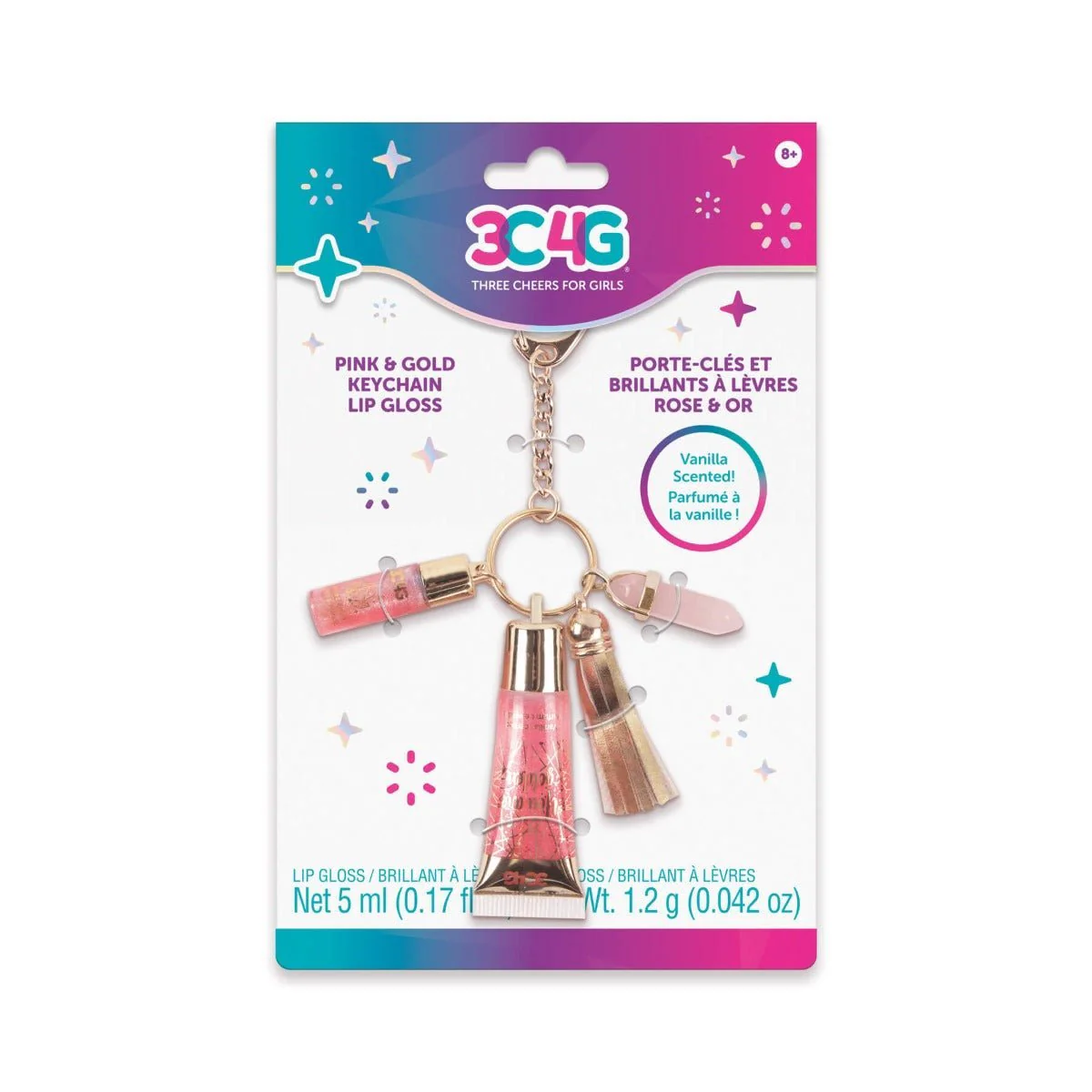 3C4G Pink & Gold Keychain Lip Gloss 10017