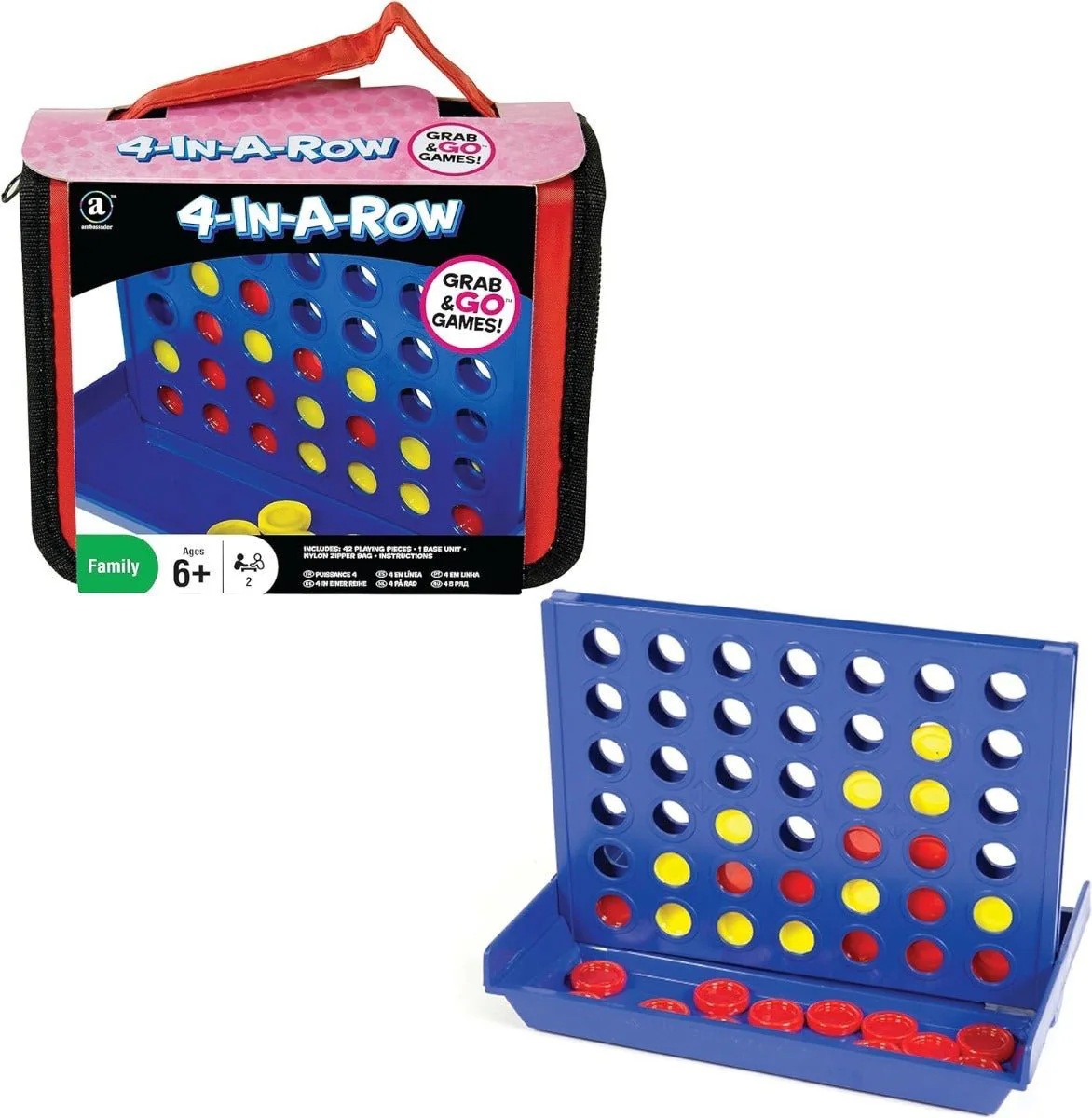 Ambassador Grab & Go Games - Travel 4-in-A-Row Game ST057