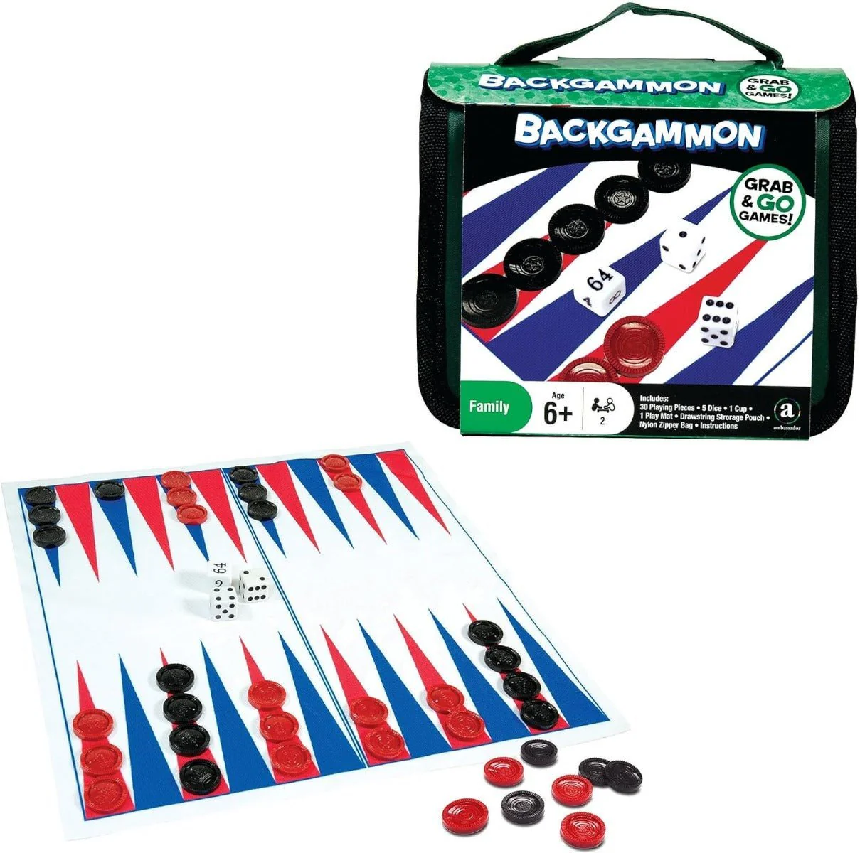 Ambassador Grab & Go Games - Travel Backgammon ST058