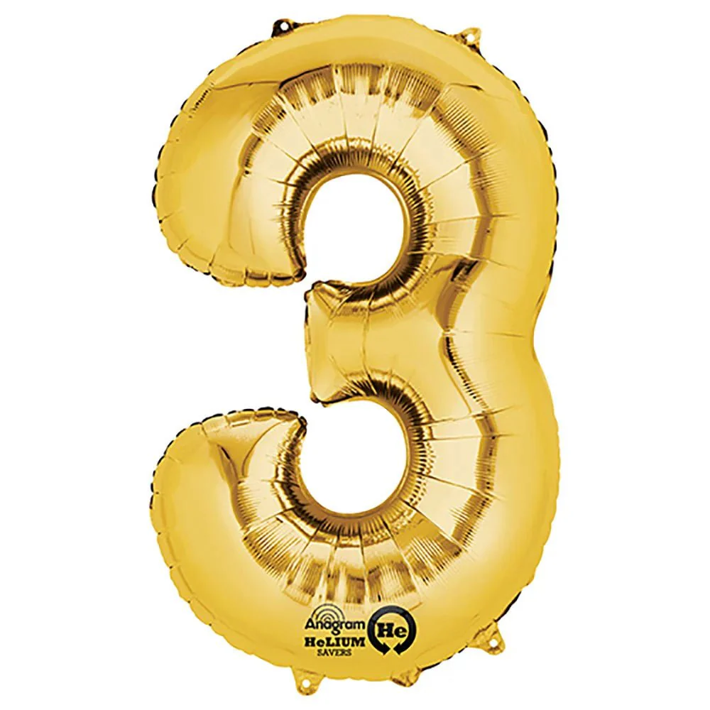 Anagram Supershape Balloons Gold - Number 3 34inch 28248
