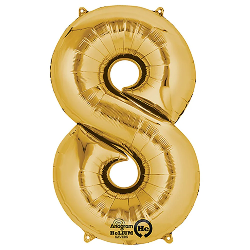 Anagram Supershape Balloons Gold - Number 8 34inch 28258