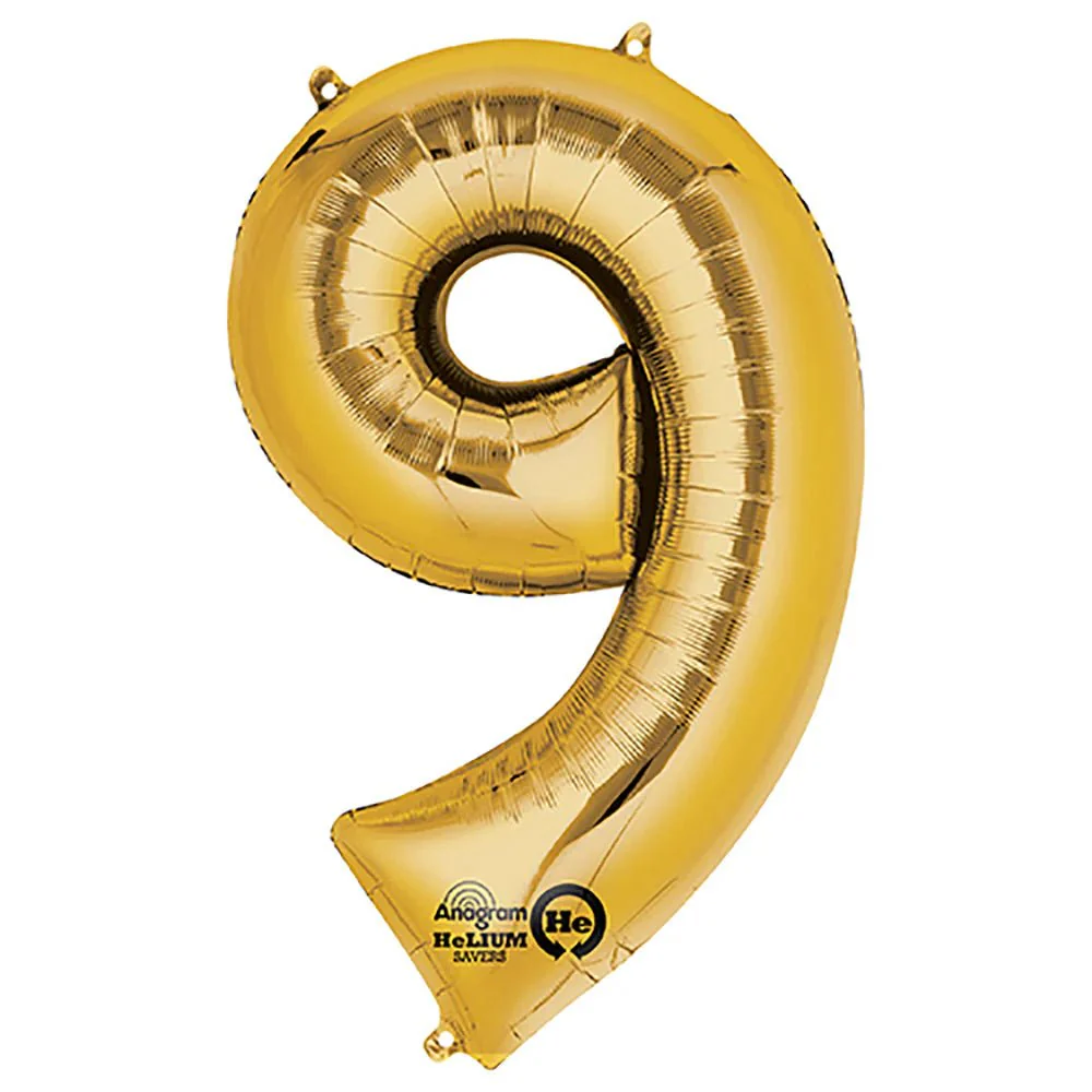 Anagram Supershape Balloons Gold - Number 9 34inch 28260