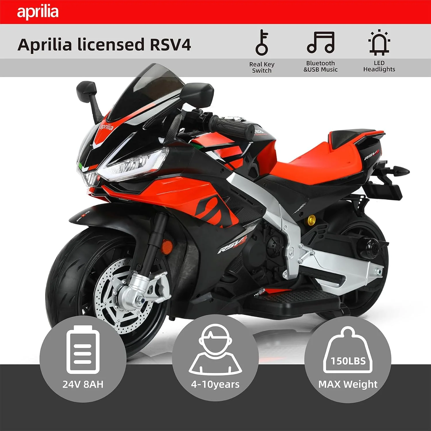 Aprilia RSV4 Ride On Toy 24V Black LB-3088EL - Image 5