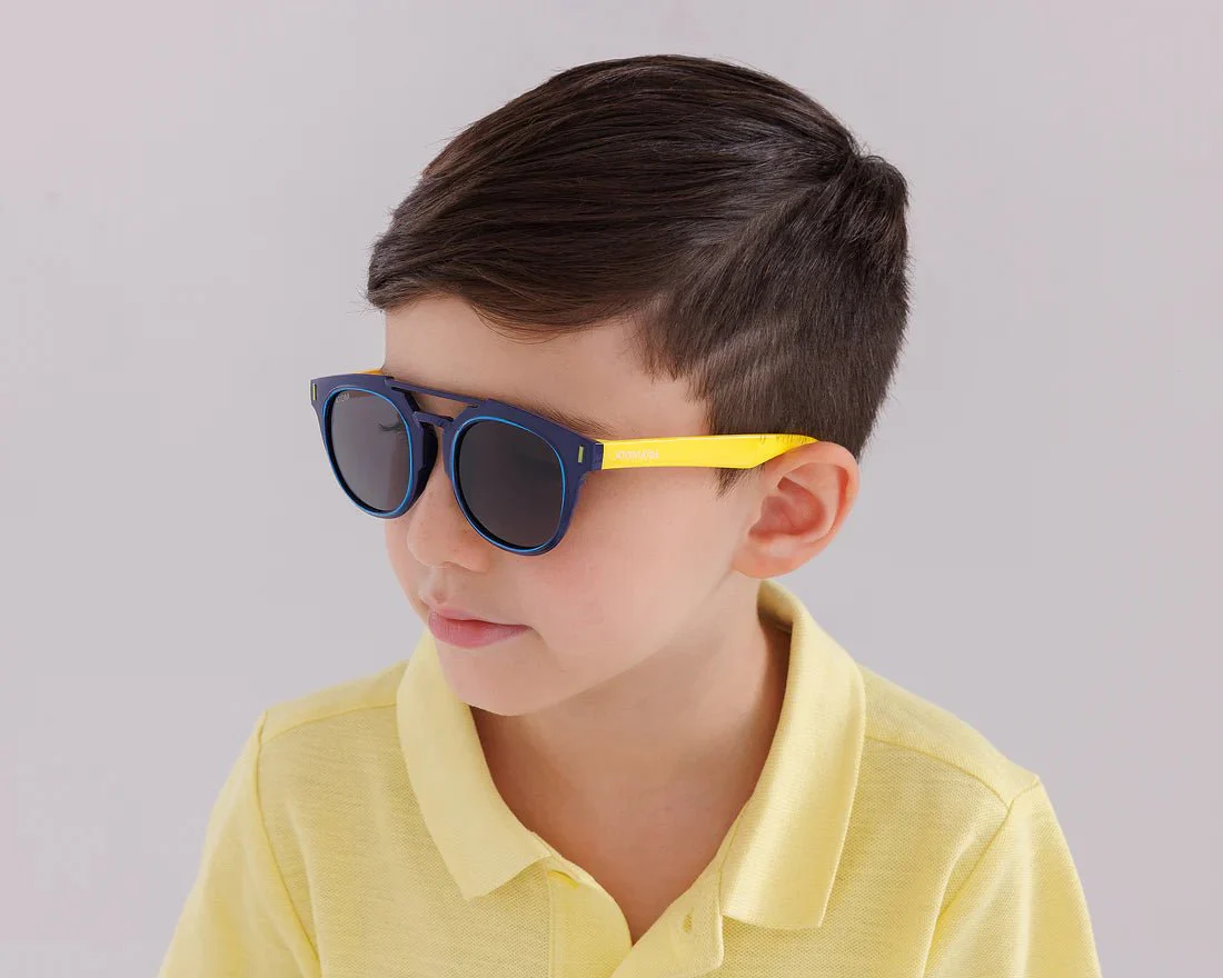 Atom Kids Polarized Round Sunglasses 100% UV 400 Protection - Black & Yellow AK4-3 - Image 5