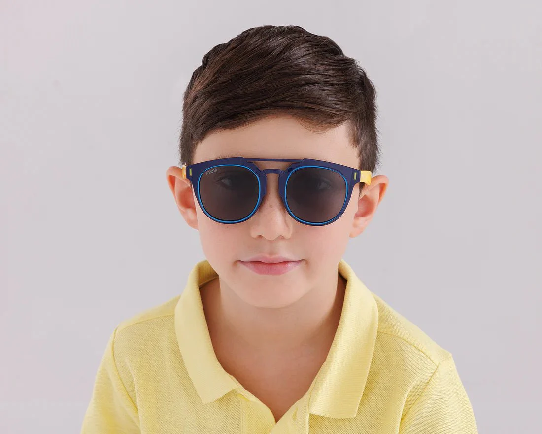 Atom Kids Polarized Round Sunglasses 100% UV 400 Protection - Black & Yellow AK4-3 - Image 6