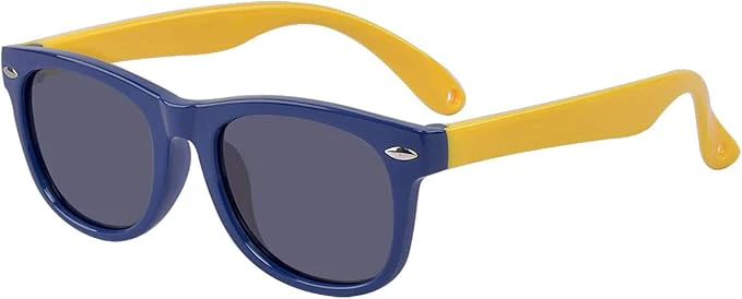 Atom Kids Polarized Sunglasses Wayfarer 100% UV 400 Protection - Blue & Yellow AK12-1
