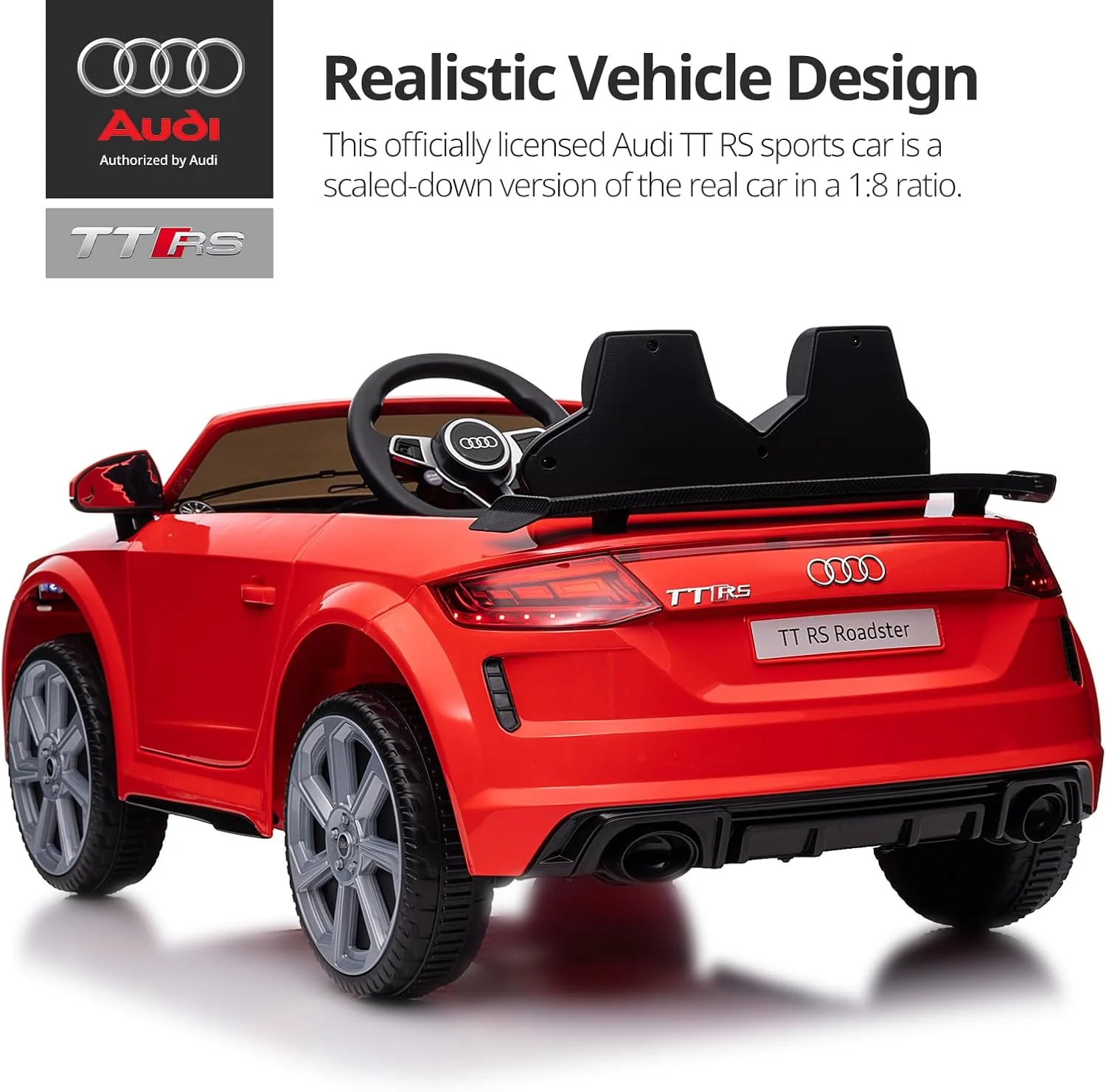 Licensed Audi TT RS Roadster 12V Electric Ride-On Car for Kids – Red - Image 2