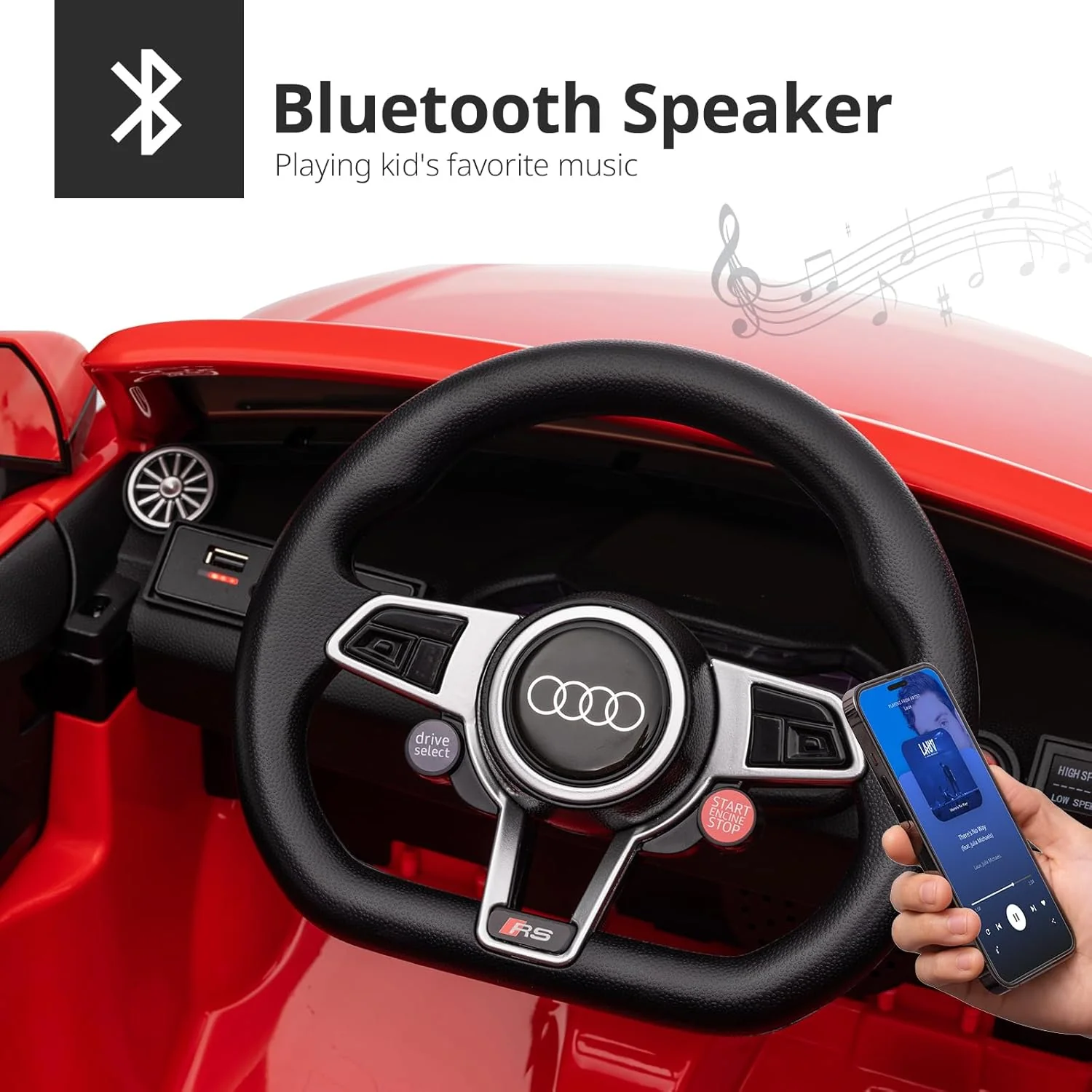Licensed Audi TT RS Roadster 12V Electric Ride-On Car for Kids – Red - Image 6