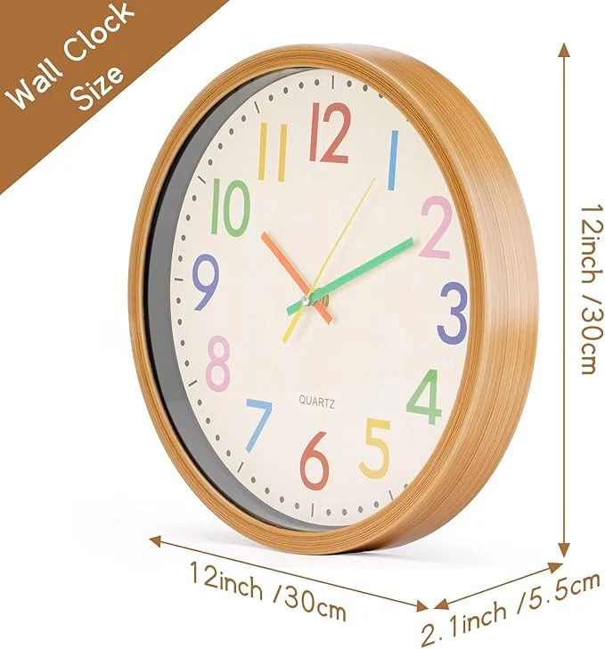 Azonee Kids Silent Wall Clock with Colorful Numbers - Image 4