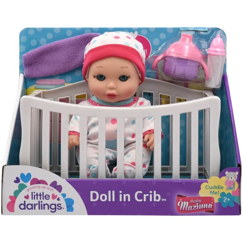 Baby Maziuna Doll in Crib 8inch BM3923