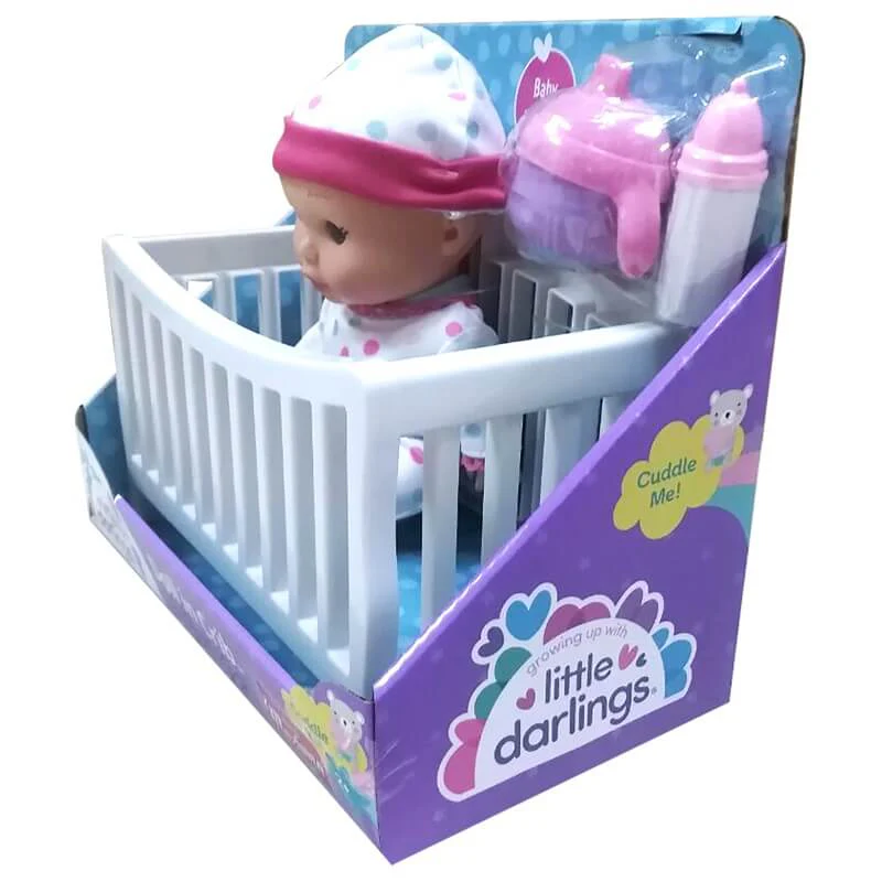 Baby Maziuna Doll in Crib 8inch BM3923 - Image 2