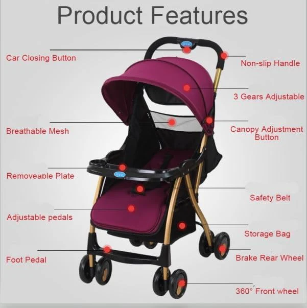 Baby Stroller Purple A1/S3806 - Image 7