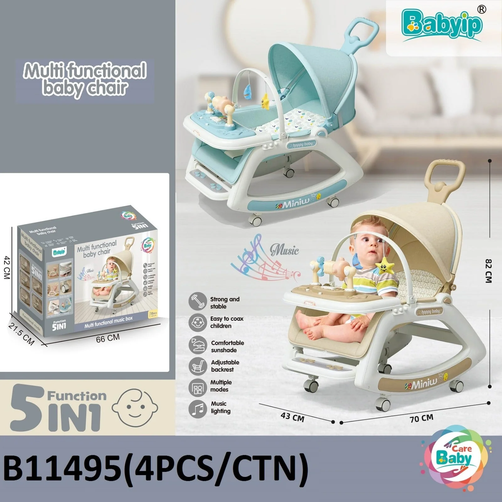 Babyip 5 in 1 Multi Functional Baby Chair  B11495 - Image 10