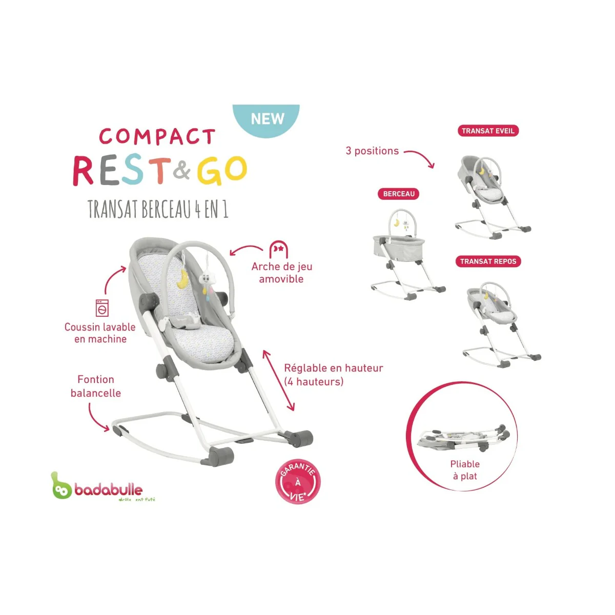 Babymoov Compact Relax 4in1 Bassinet & Play Bouncer B012010 - Image 2