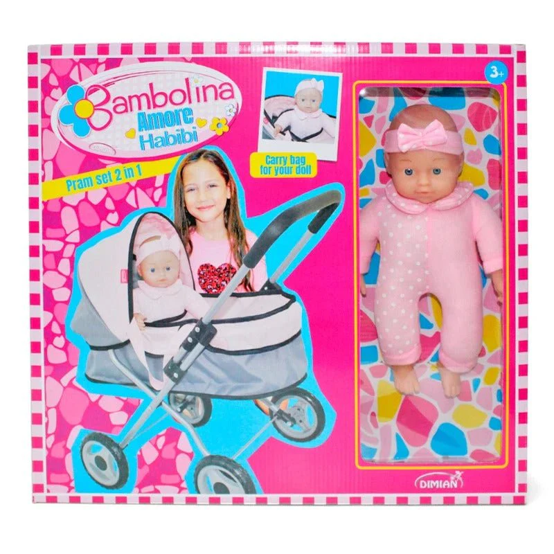 Bambolina Pram Set 2 In 1 With Doll BD2113SUP