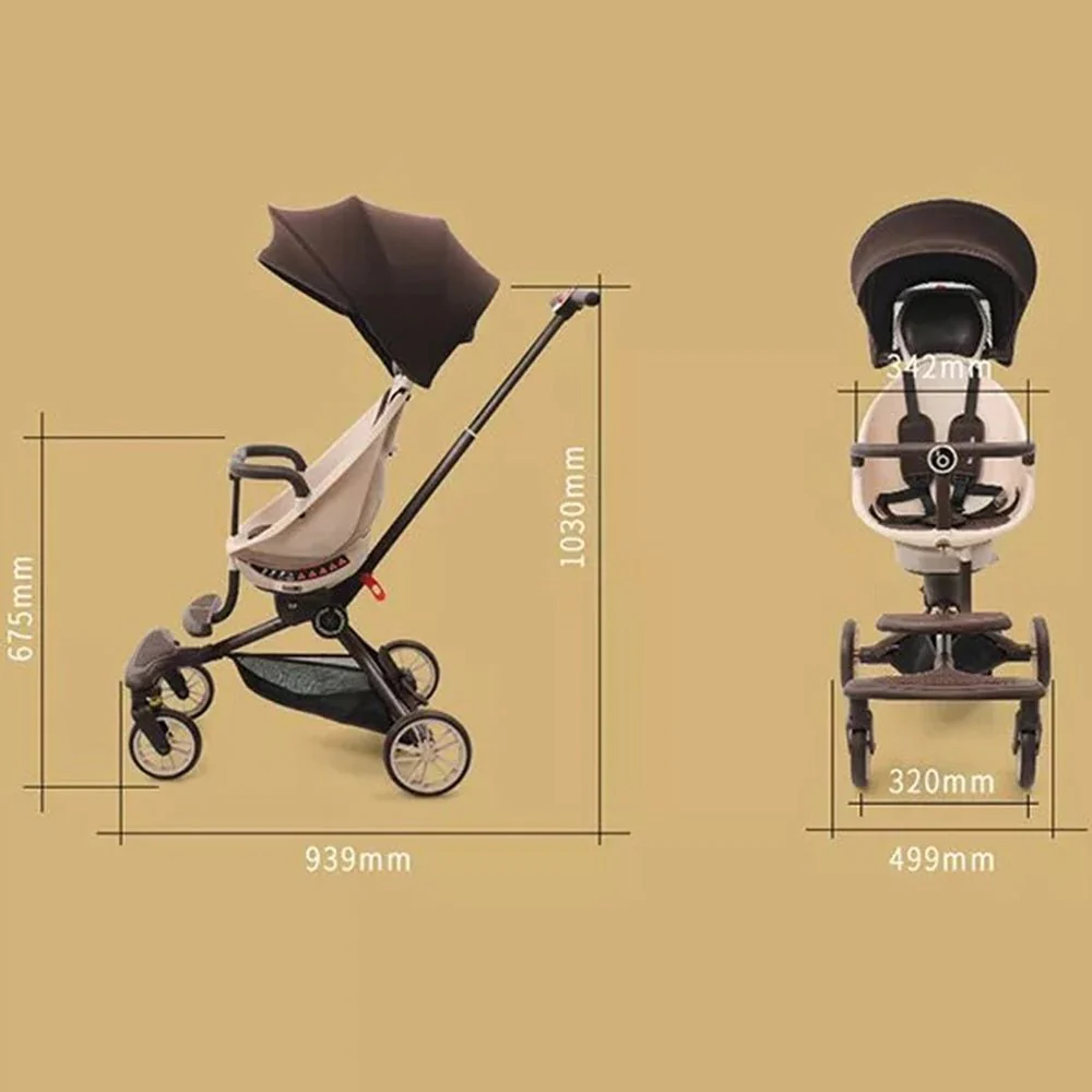 Baobaohao Trolley Foldable Stroller - Caramel Milk V18 - Image 4