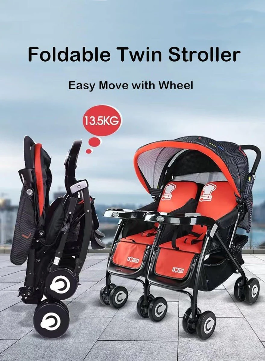 Baobaohao Twin Stroller Red 703A/S3938 - Image 2