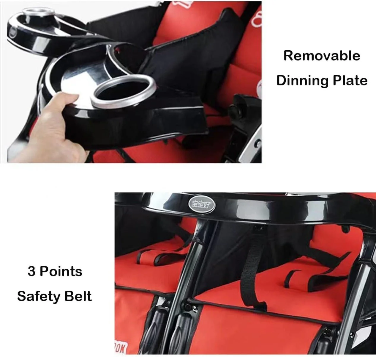 Baobaohao Twin Stroller Red 703A/S3938 - Image 5