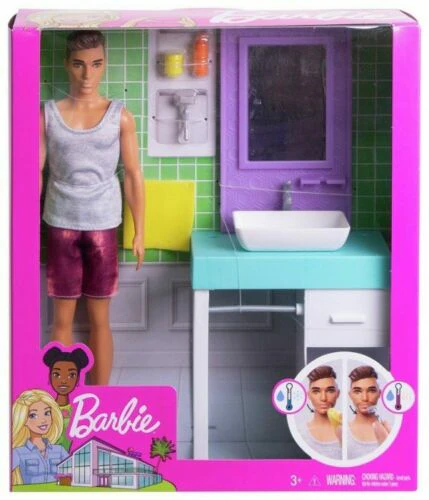 Barbie Bathroom-Themed Playset with Shaving Ken FYK51 - Image 8