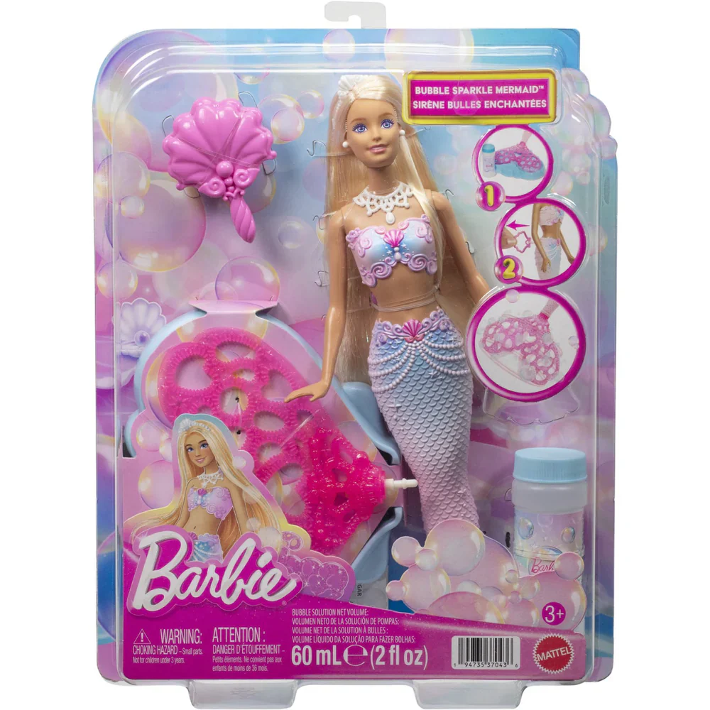Barbie Bubble Sparkle Mermaid Doll with Bubble-Making Tail | JLW56 - Image 9