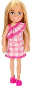 Barbie Club Chelsea Doll With Checkered Pink Dress DWJ33/HXM95 - Image 7