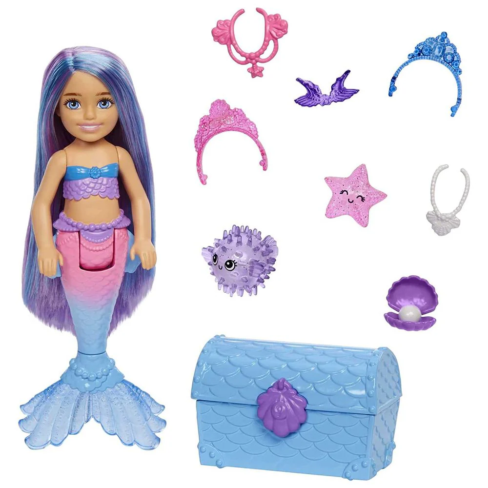 Barbie Content Chelsea Mermaid Purple and Blue Hair HHG57