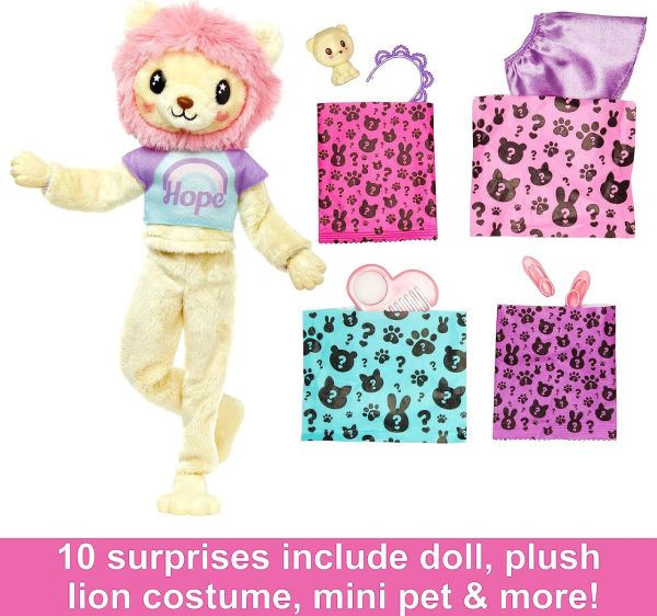 Barbie Cutie Reveal Barbie Cozy Cute Tees Series - Lion HKR06 - Image 3