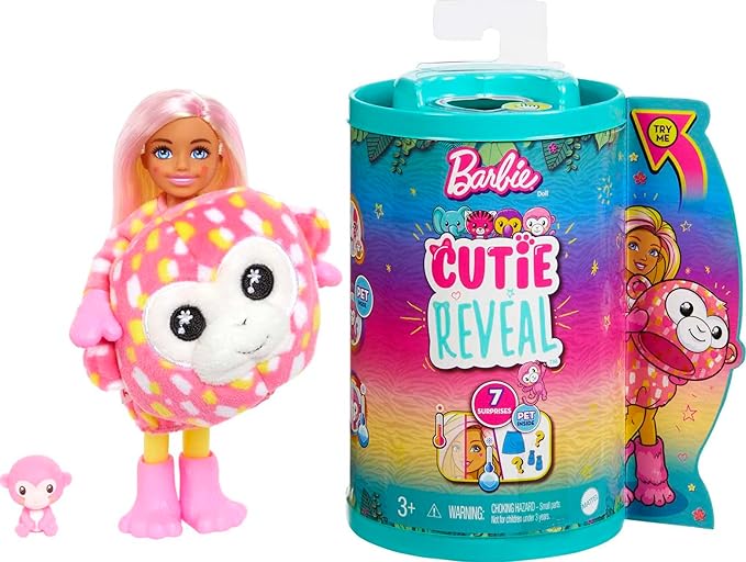 Barbie Cutie Reveal Chelsea Jungle Series Monkey Doll HKR14