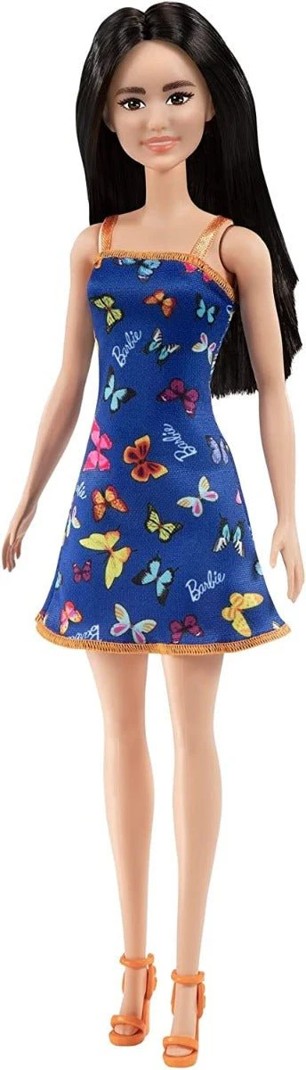 Barbie Doll Blue Butterfly Print - Orange and Blue Dress HBV06/T7439 - Image 2