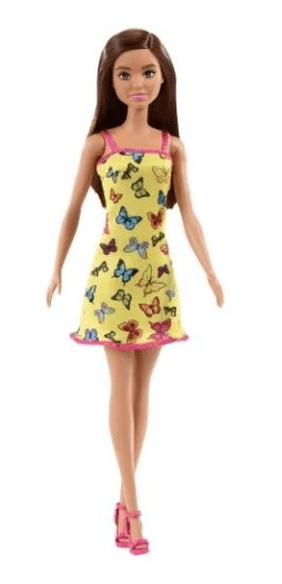 Barbie Doll Brunette Yellow Butterfly Summer Sun Dress - Pink Shoes HBV08/T7439 - Image 2
