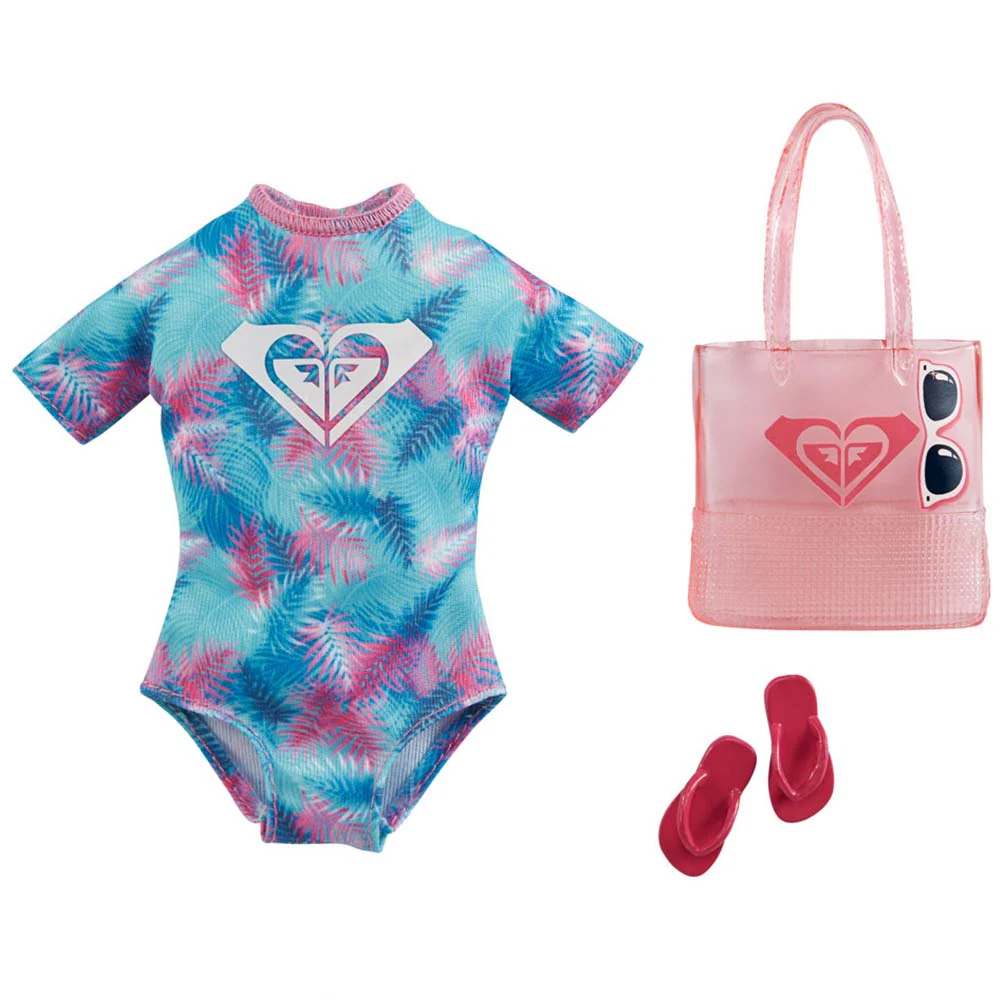 Barbie Doll Clothes Inspired By Roxy Complete Look With 2 Accessories Tropical Roxy Swimsuit GRD41