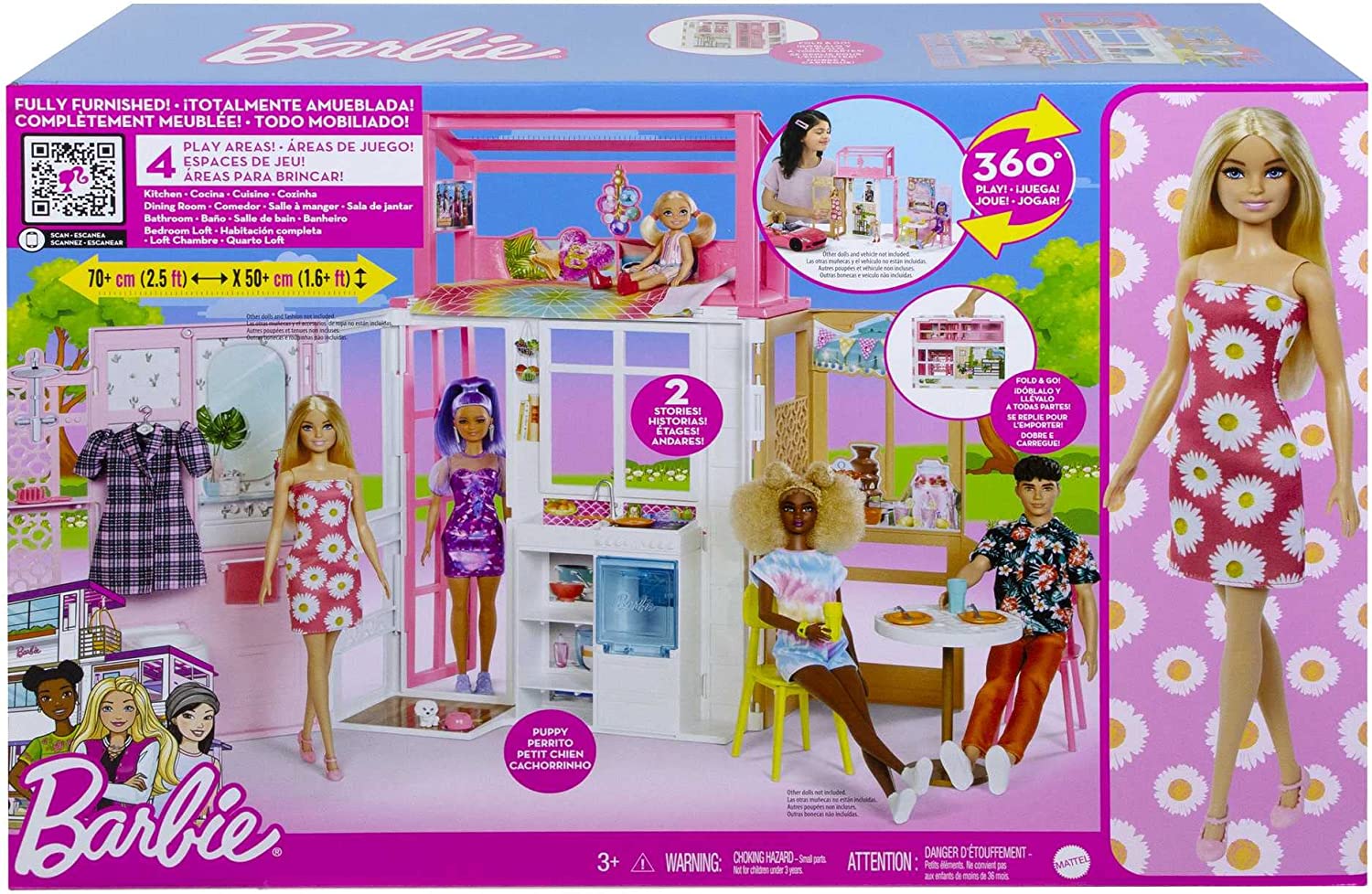 Barbie Dollhouse with Doll and Puppy HCD48