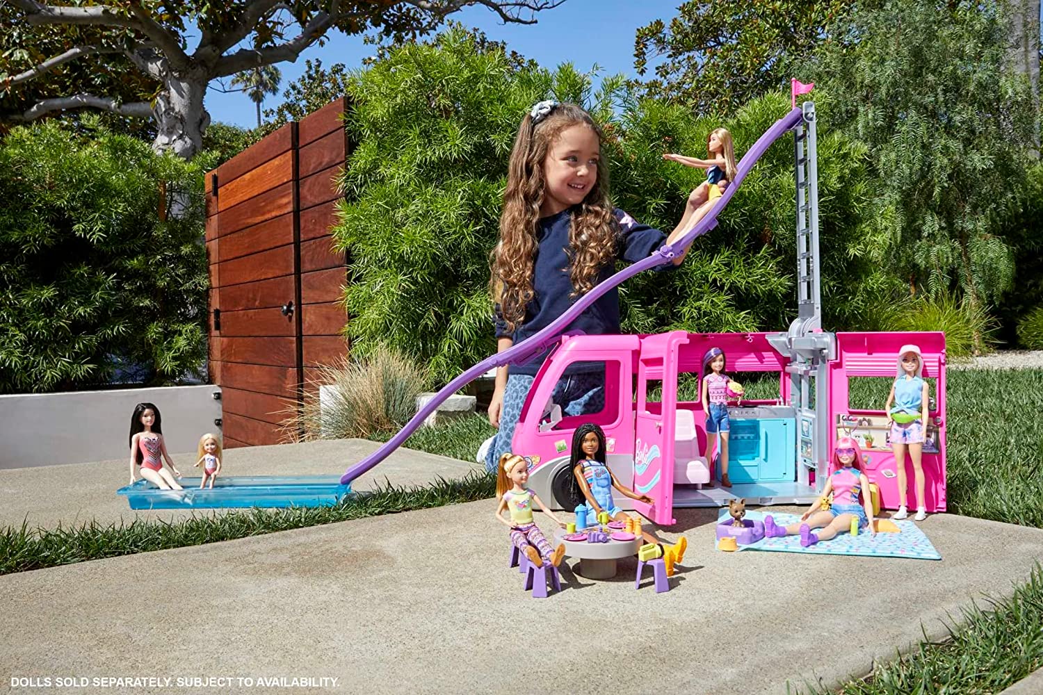 Barbie Dream camper Vehicle Playset 2022 60+ Pieces 2.5 Feet Tall with Rolling Wheels HCD46 - Image 2
