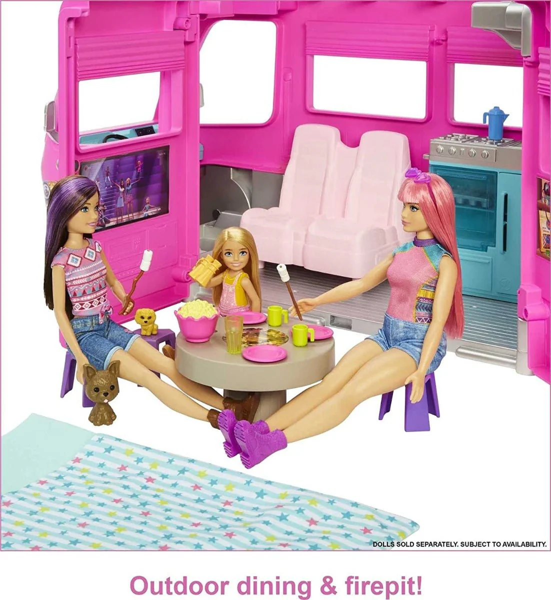 Barbie Dream camper Vehicle Playset 2022 60+ Pieces 2.5 Feet Tall with Rolling Wheels HCD46 - Image 4