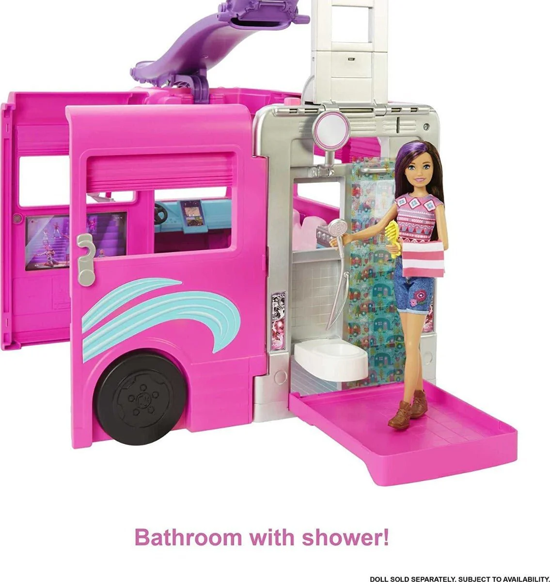 Barbie Dream camper Vehicle Playset 2022 60+ Pieces 2.5 Feet Tall with Rolling Wheels HCD46 - Image 5
