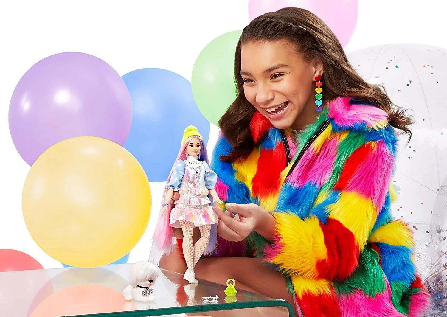 Barbie Extra Doll #2 in Shimmery Look with Pet Puppy GVR05 - Image 4
