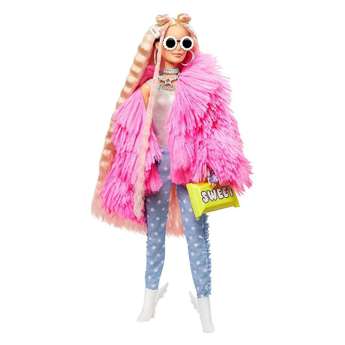 Barbie Extra Doll in Pink Coat with Pet Unicorn-Pig GRN28