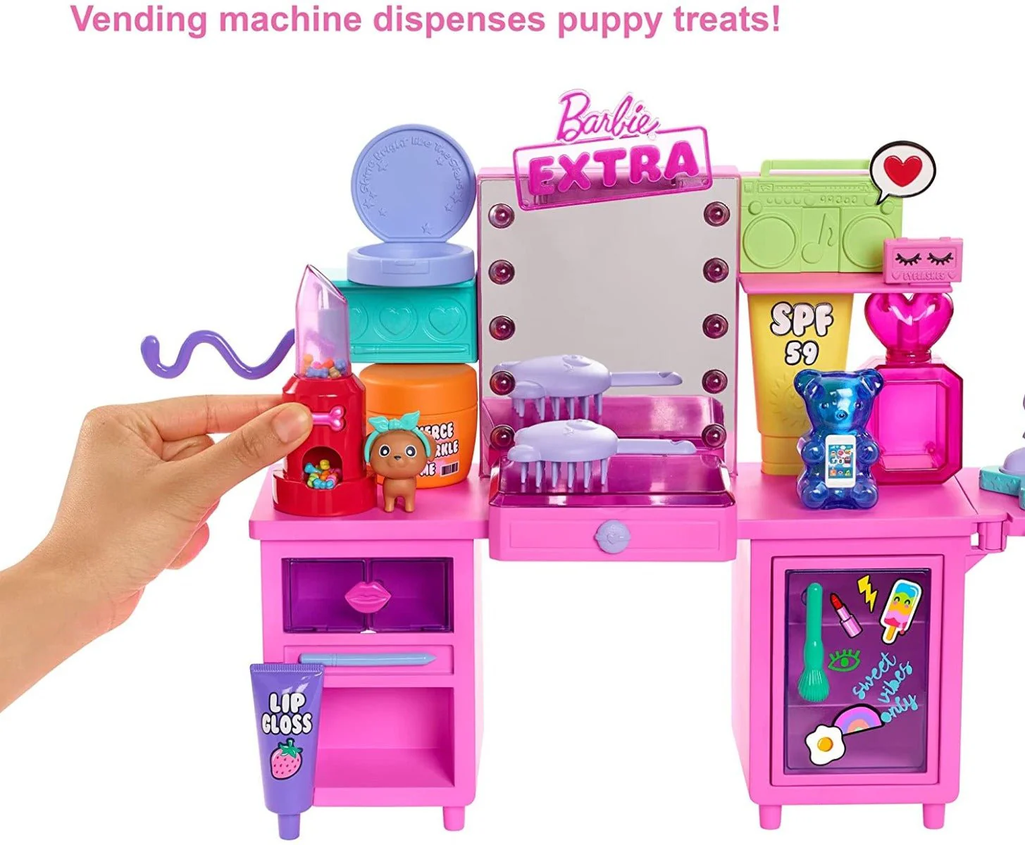 Barbie Extra Doll & Vanity Playset with Exclusive Doll and Pet Puppy GYJ70 - Image 2