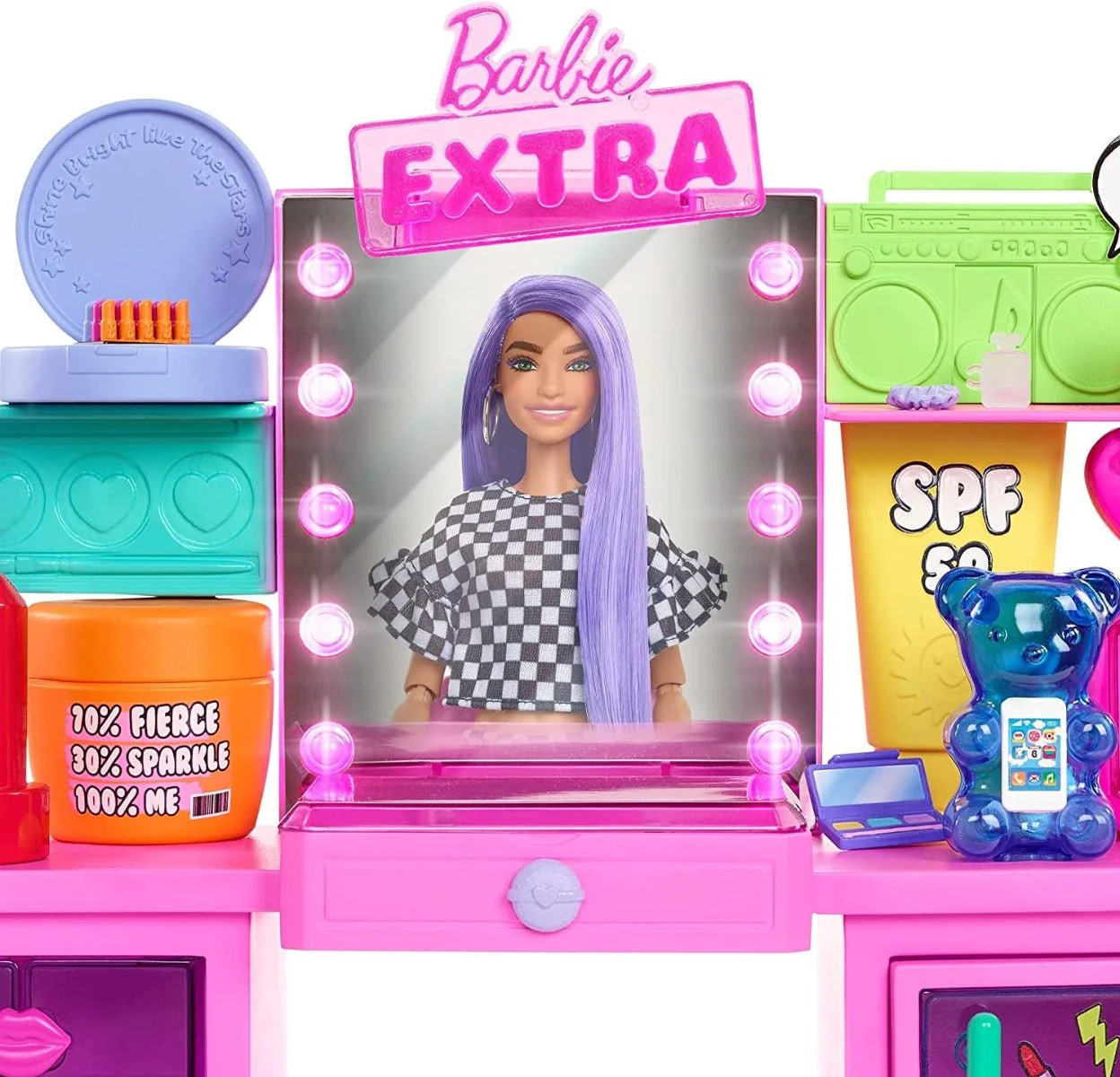 Barbie Extra Doll & Vanity Playset with Exclusive Doll and Pet Puppy GYJ70 - Image 3