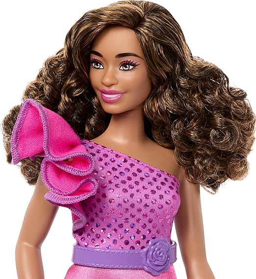 Barbie Fashionistas Doll With Brown Hair And Pink Sparkly Dress - Image 3