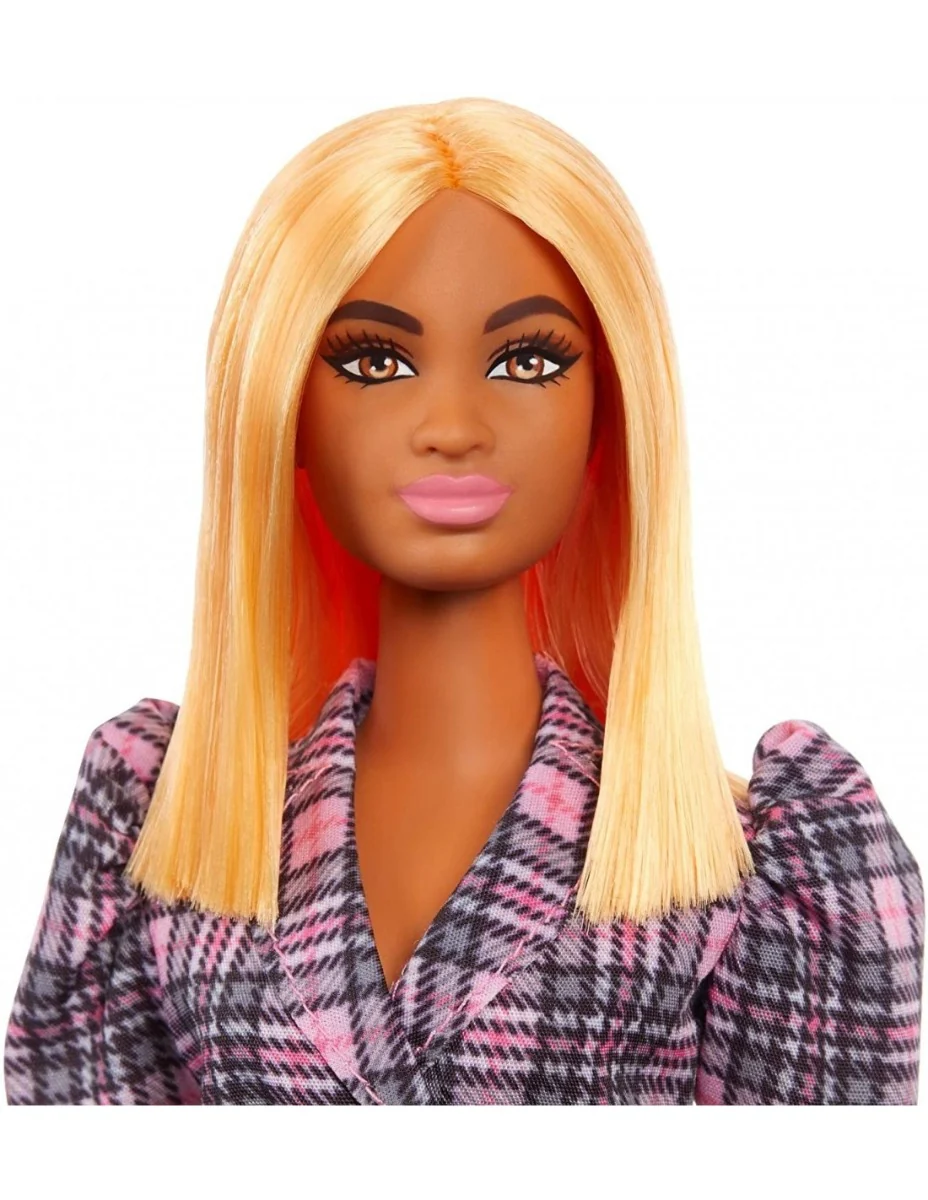 Barbie Fashionistas Doll 161 With Puff Sleeve Plaid Blazer Dress GRB53 - Image 4