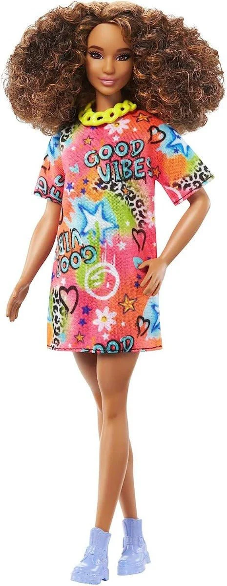 Barbie Fashionistas Doll - Good Vibes T-Shirt Dress HPF77 - Image 5