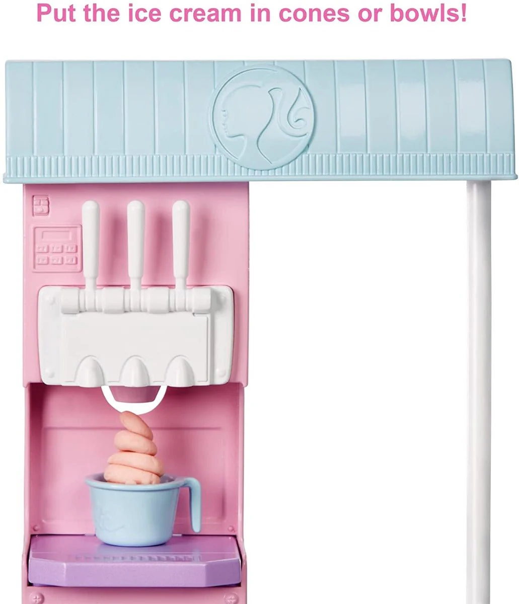 Barbie Ice Cream Shop Playset with Blonde Doll 12inch HCN46 - Image 3