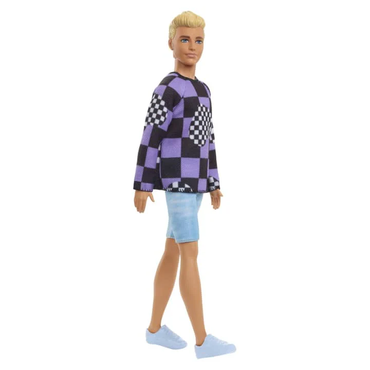 Barbie Ken Fashionista Doll Checkered Purple and Black HBV25