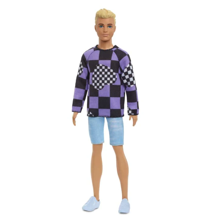 Barbie Ken Fashionista Doll Checkered Purple and Black HBV25 - Image 3