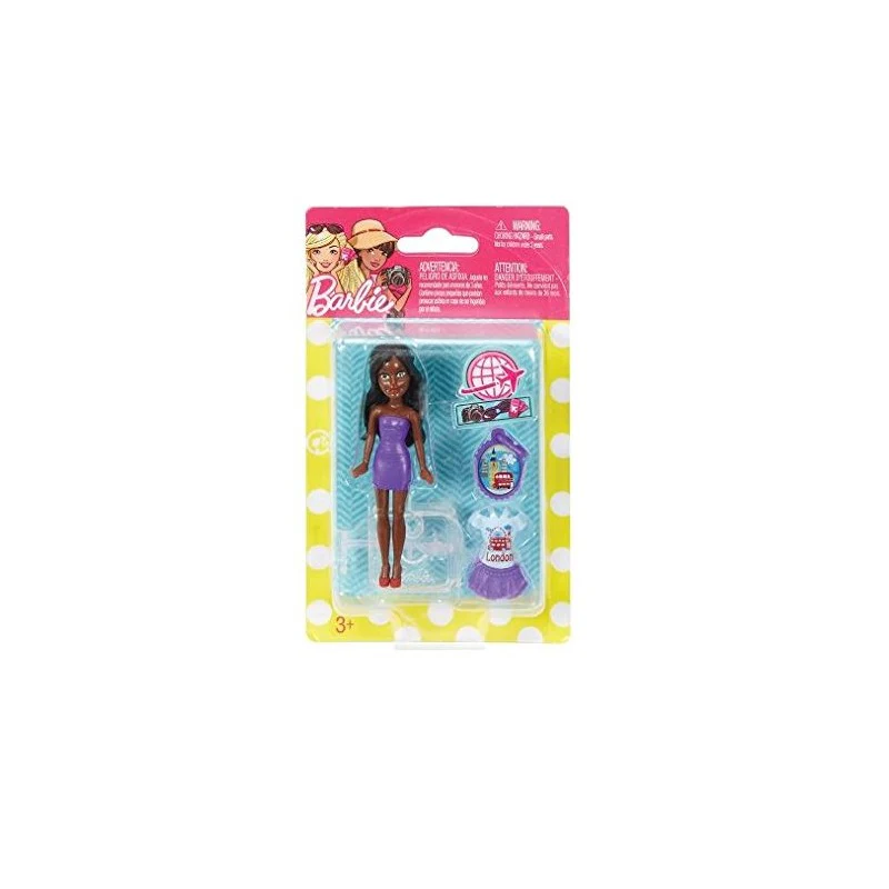 Barbie London Travel Series Mini Doll Set Purple Snap FHF02