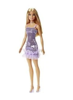 Barbie Mini Glitz Doll Dresses Blonde with Purple Metallic Dress HJR93/T7580
