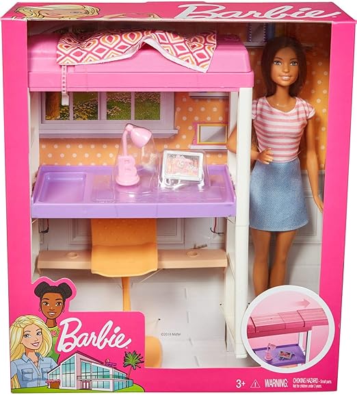 Barbie Room & Doll Playset Loft Bed DVX51 - Image 5